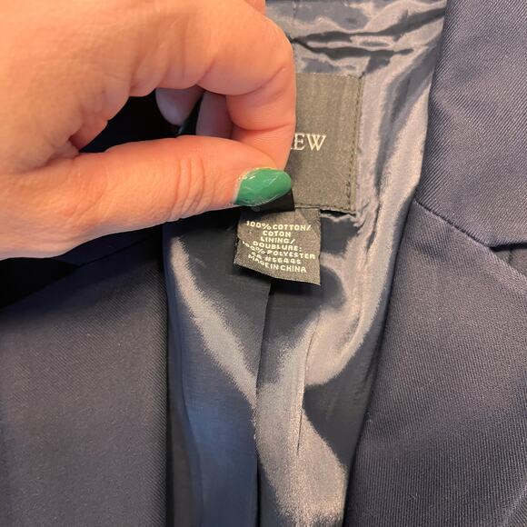 J.Crew Superfine Cotton Two Button Navy Blazer Size 0 - Picture 4 of 6